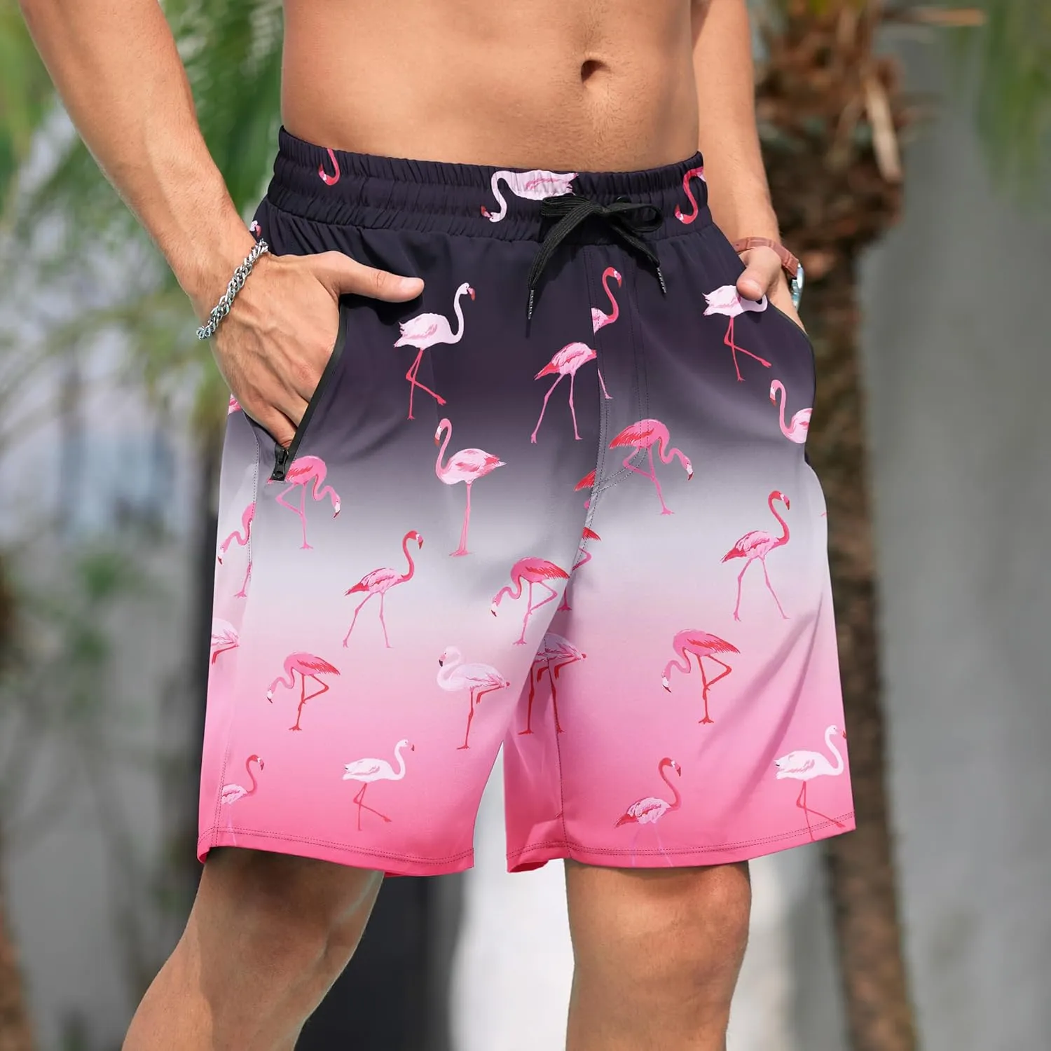 Adisputent Mens Swim Trunks with Compression Liner Quick Dry Swimsuit with Zipper Pockets Bathing Suit Beach Swim Shorts