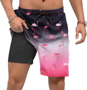 Adisputent Mens Swim Trunks with Compression Liner Quick Dry Swimsuit with Zipper Pockets Bathing Suit Beach Swim Shorts