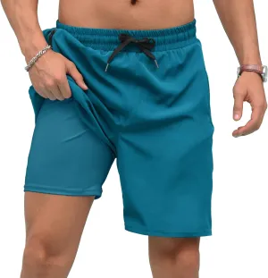 Adisputent Mens Swim Trunks with Compression Liner Quick Dry Swimsuit with Zipper Pockets Bathing Suit Beach Swim Shorts