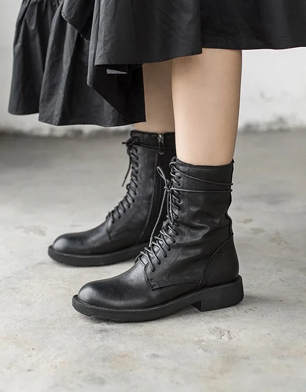 Autumn Winter Real Leather Handmade Long Boots 35-41