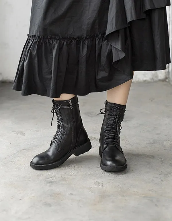 Autumn Winter Real Leather Handmade Long Boots 35-41