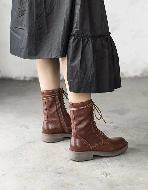 Autumn Winter Real Leather Handmade Long Boots 35-41