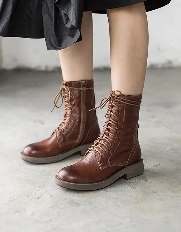 Autumn Winter Real Leather Handmade Long Boots 35-41