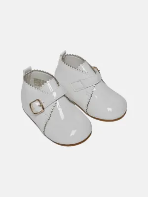 Baby Unisex Patent Zig-zag Boots - White