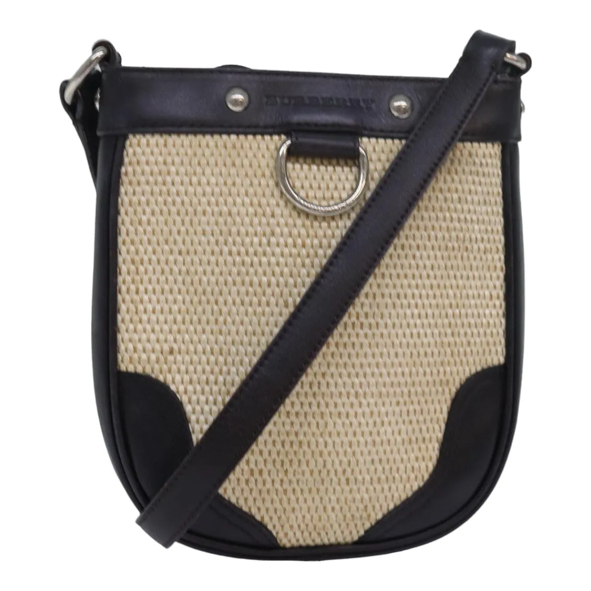 BURBERRY Shoulder Bag leather Straw Beige Dark Brown  bs16419