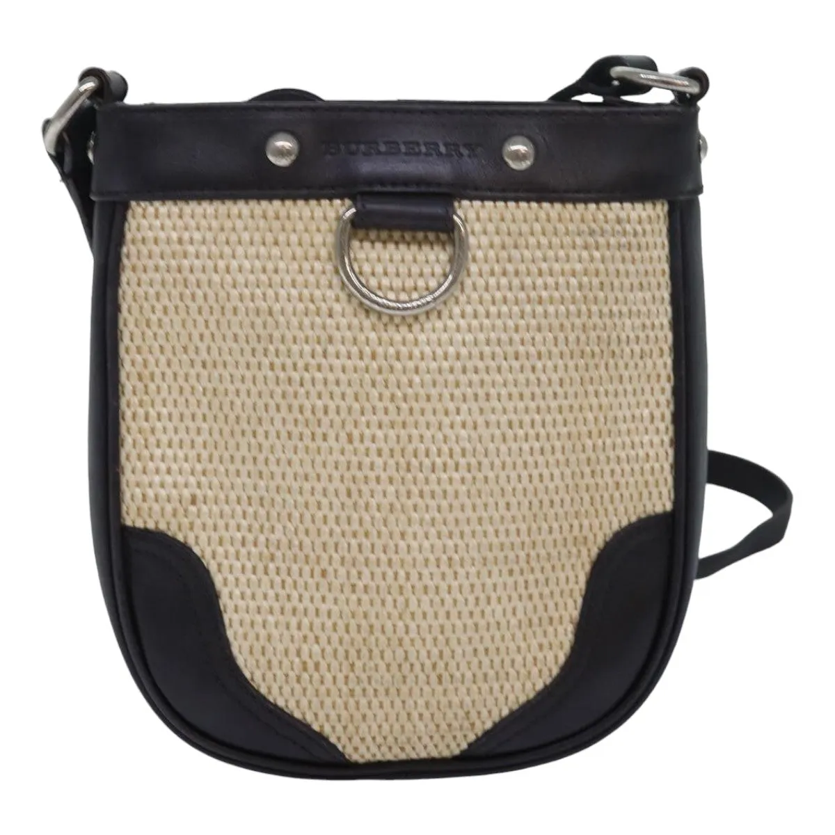 BURBERRY Shoulder Bag leather Straw Beige Dark Brown  bs16419