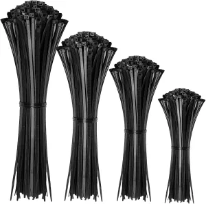 Cable Zip Ties,400 Pack Black Assorted Sizes 12 8 6 4 Inch,Multi-Purpose Self-Locking Nylon Cable Cord Management ,Plastic Wire Ties for Home,Office,Garden,Workshop. By HAVE ME TD