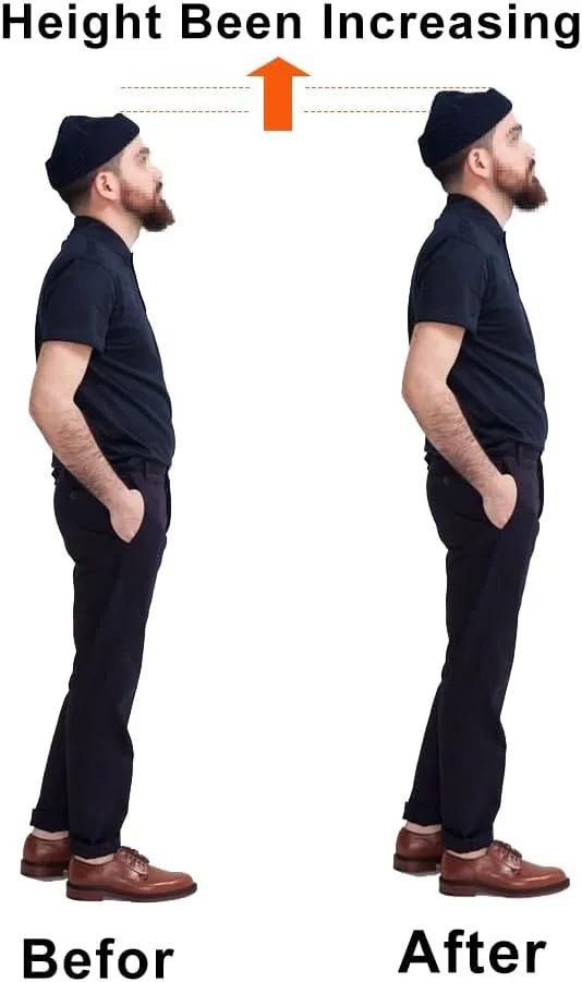Correct-Position Height Increase Insoles, Heel Cushion Inserts, Heel Lift Inserts for Leg Length Discrepancies (Black, 1.4" Height)