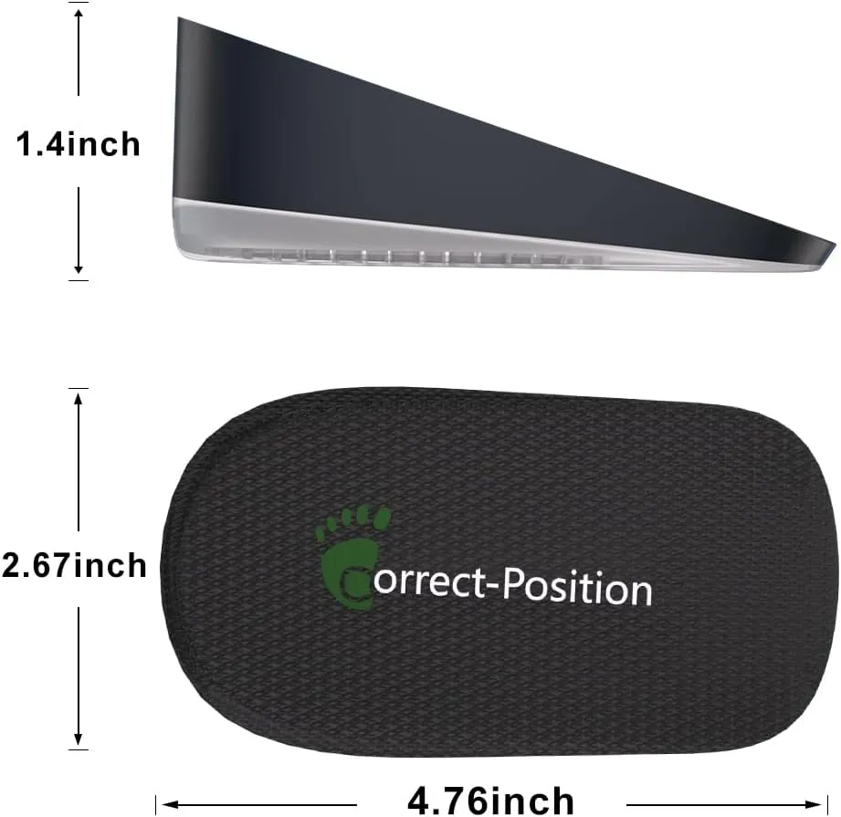 Correct-Position Height Increase Insoles, Heel Cushion Inserts, Heel Lift Inserts for Leg Length Discrepancies (Black, 1.4" Height)
