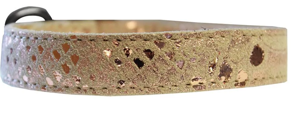 Dragon Skin Genuine Leather Dog Collar Golden Size 14