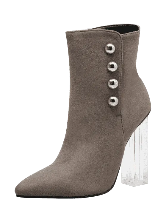 Fashion Chunky Heel Transparent Stud Ankle Boots