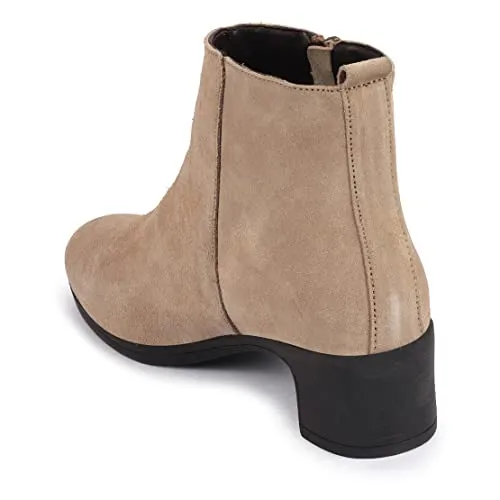 FAUSTO FST KI-264 CHEEKU-36 Women's Cheeku Flared Heel Mid Top Suede Leather Zipper Closure Winter Chelsea Boots (3 UK)