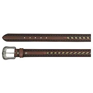 JP WEST MENS BELT BROWN W/HORSEHAIR BRAID 22192BE7