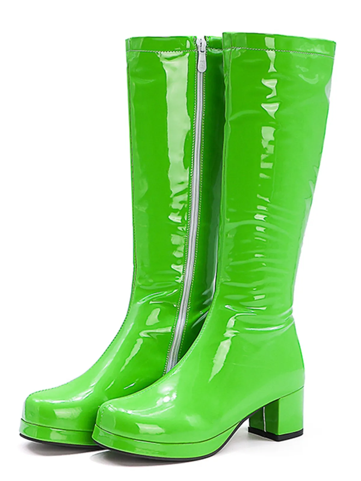Latest Shiny Patent Leather Thigh-High Boots
