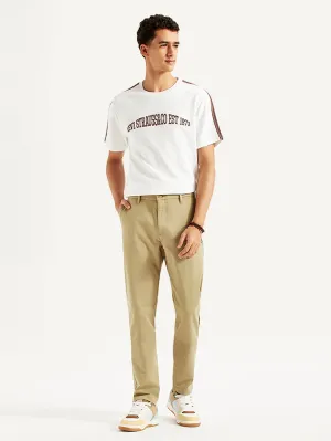 Men's Beige Slim Fit Tech Pant Chinos