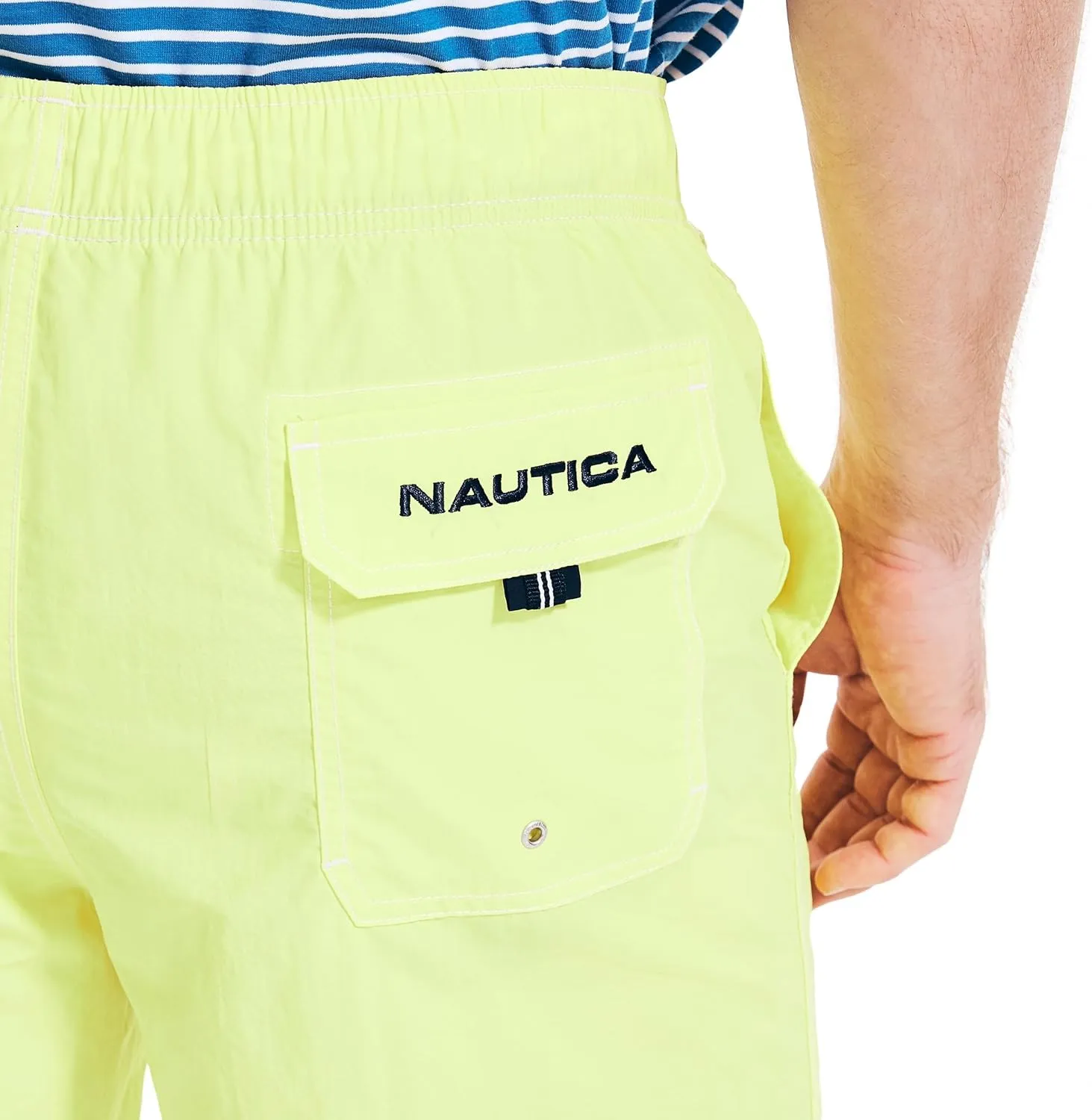 Nautica Men's Solid Quick Dry Classic Logo Swim-Trunk