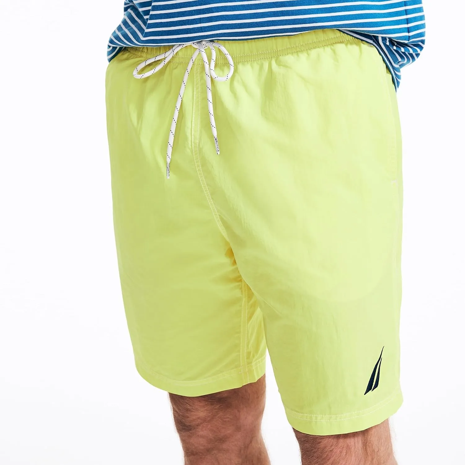 Nautica Men's Solid Quick Dry Classic Logo Swim-Trunk