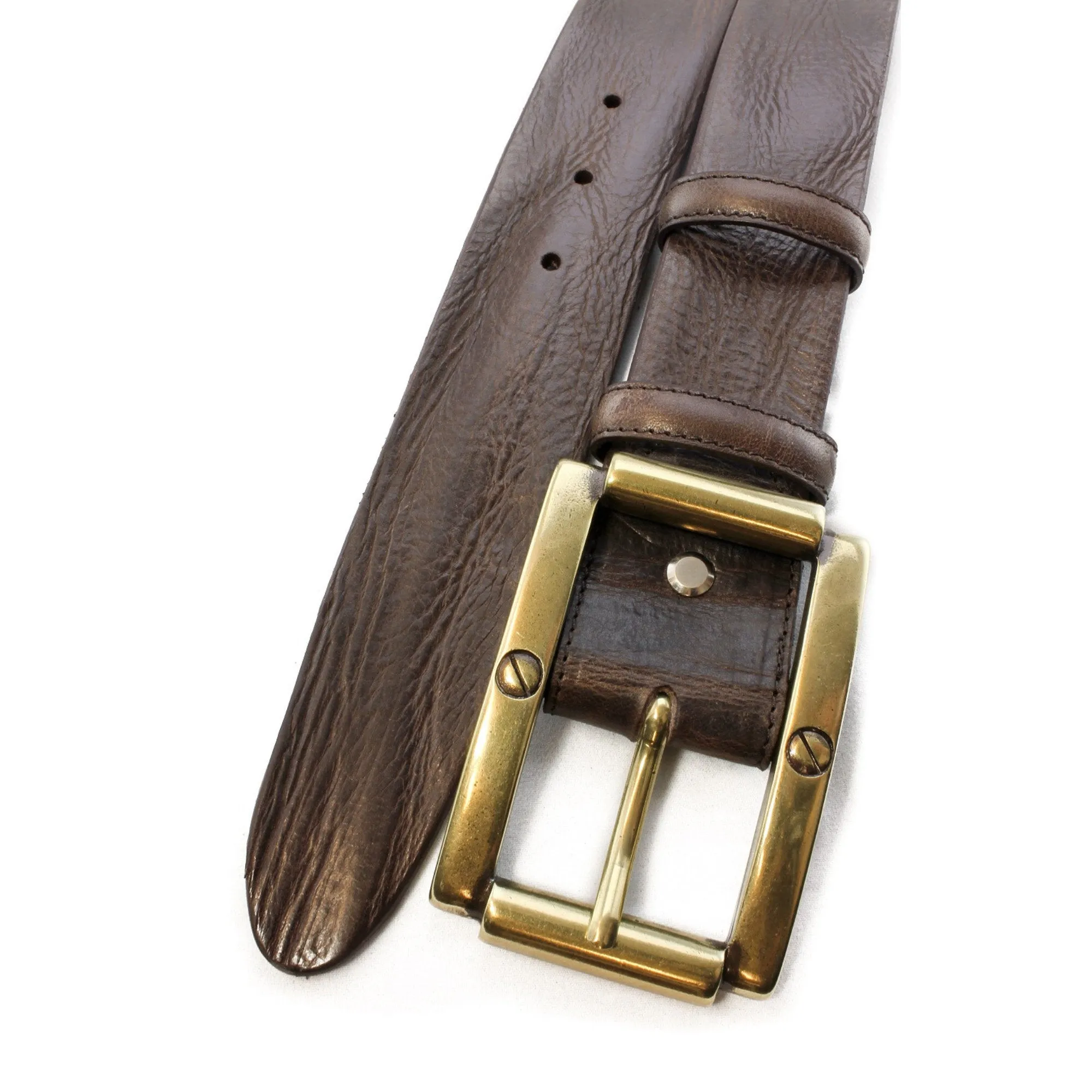 Rich brown vintage feel screw buckle men's belt