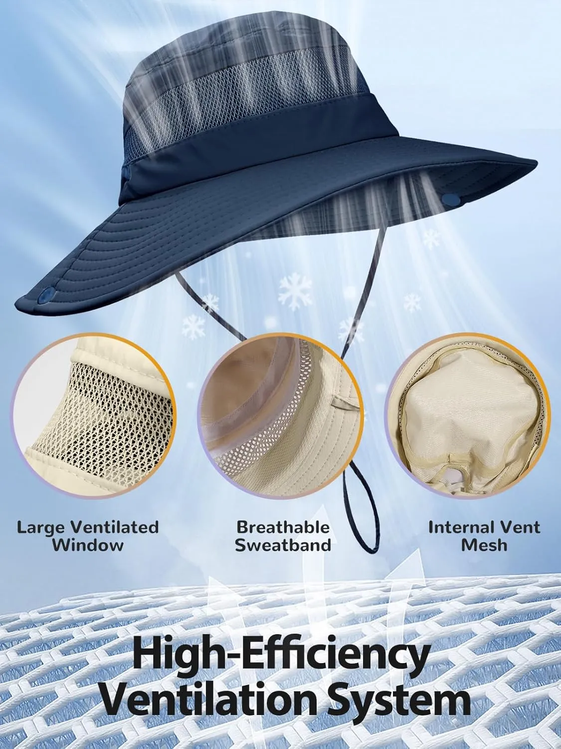 Sun Bucket Beach Hats for Women with Ponytail Hole,Sun Protection UV UPF50  Waterproof Fishing Safari Hiking Hat