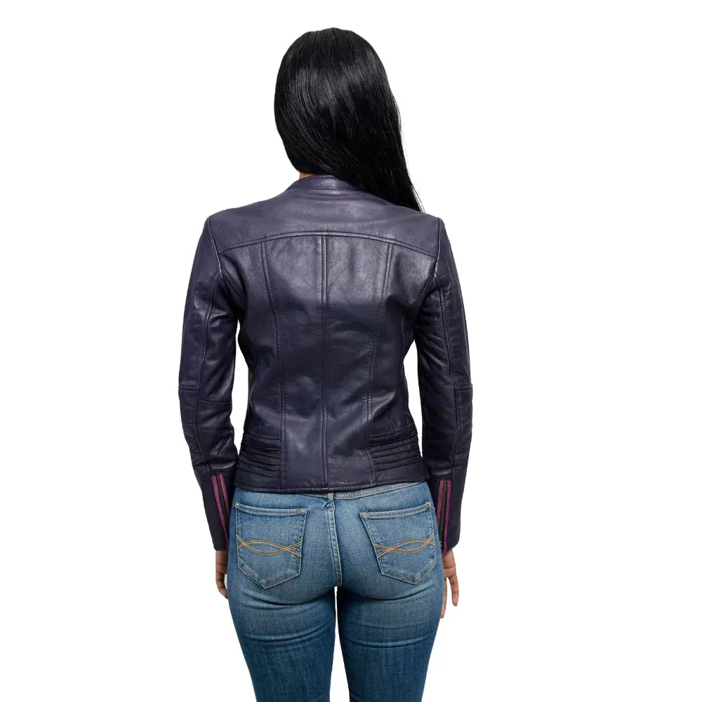 Trish Womens Leather Jacket (Violet)