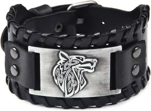 TURTLEDOVE Viking Bracelet Wolf Fenrir - Vintage Nordic Scandinavian Talisman - Gothic Bracelet for Celtic Pagan