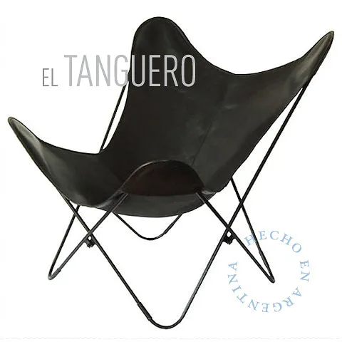 VAQUETA LEATHER BUTTERFLY CHAIR WITH OTTOMAN