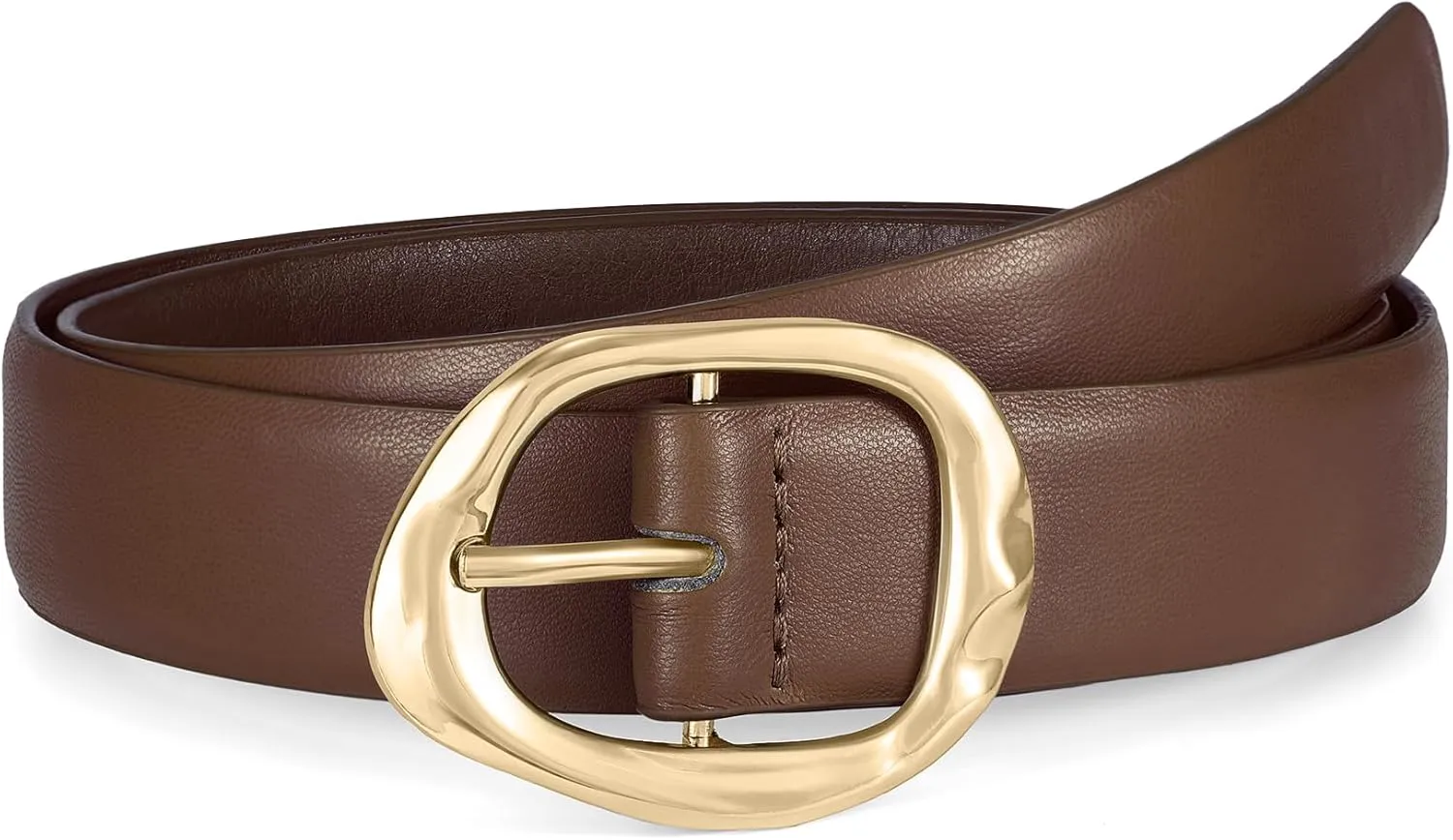 WHIPPY Leather Belt for Women Casual Waist Belt with Gold Buckle Fashion Ladies Belt for Jeans Pants Dress