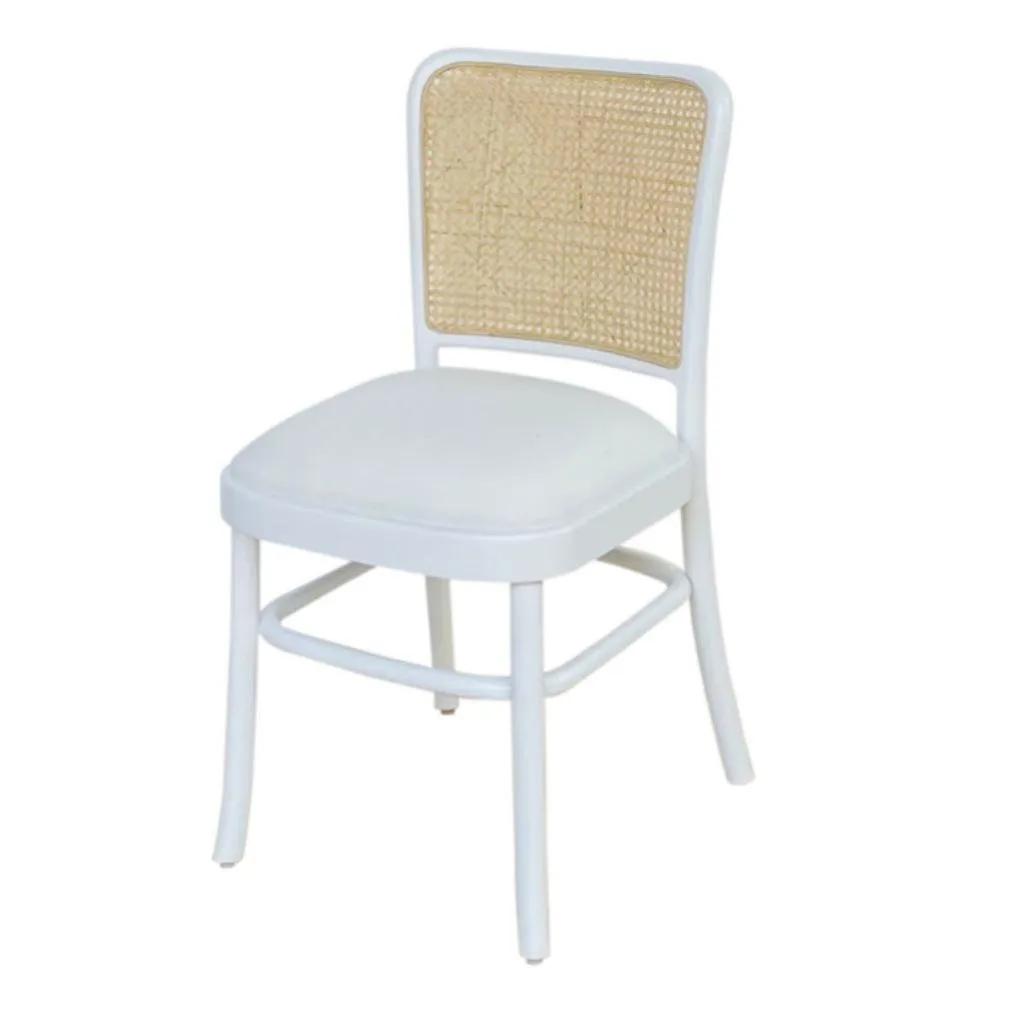 White Cane Back Side Dining Chairs