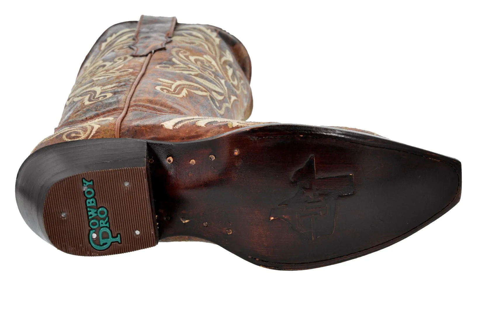 Womens Granada Cognac Cowboy Boots Swan Embroidered - Snip Toe